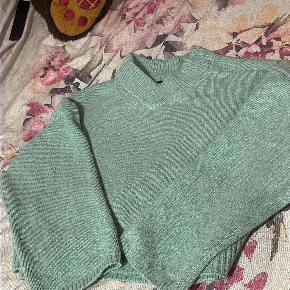 GAP Men's Light Green V-Neck Sweater
